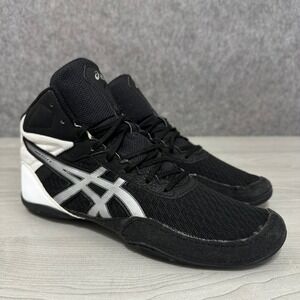 ASICS Matflex 6 Wrestling Shoes Mens 10 Black White Silver 1081A021 High Top